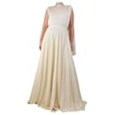 Cream pleated backless maxi dress - size UK 12 - Autre Marque