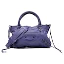 Balenciaga Purple Lambskin Motocross Classic First Satchel