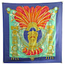 FOULARD HERMES MEXIQUE 1ERE EDITION 1985 LATHAM CARRE 90 SOIE VERTE SCARF - Hermès