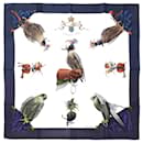 Hermès Carré 90 "Chasse a Vol falconry" Silk handkerchief in Navy Blue