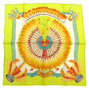 FOULARD HERMES GAVROCHE BRAZIL CARRE 45 CM EN SOIE VERTE TOUTSY 1988 SCARF - Hermès