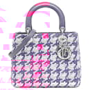 Dior Pink Medium Lambskin And Tweed Lady Dior