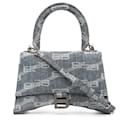 Balenciaga Blue Small BB Monogram Denim Hourglass Top Handle Bag