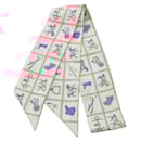 Écharpe en soie Twilly multicolore rose Hermès