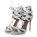Aquazzura, white leather python sandals