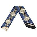 Hermès Blue Lift Profile Silk Twilly Scarf