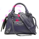 Balenciaga Pink Mini Grained Calfskin Motocross Neo Classic City Satchel
