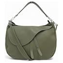 NEW DIOR SADDLE HOBO HAND BAG IN KHAKI GRAINED LEATHER WITH SHOULDER STRAP - Dior