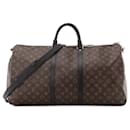 LOUIS VUITTON - Keepall 55 Travel Bag Louis Vuitton in Monogram Coated Canvas and Black Leather
