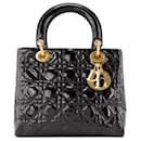 DIOR - Lady Dior handbag in vintage black patent leather