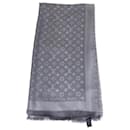 Louis Vuitton Metallic Grey Blend Silk Monogram Classic Shawl
