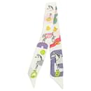 Hermès White Garde Robe Pop Silk Twilly Scarf