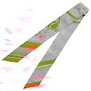 Hermès Gray Ex Libris Silk Twilly Scarf