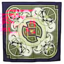 Foulard HERMES Carré 90 ""CARRIAGE DE WASHINGTON"" Soie Marine Auth BA6382 - Hermès