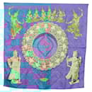 HERMES Carré 90 Écharpe Soie Bleu Clair Auth 121371 - Hermès