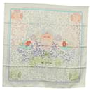 HERMES Carré 90 Écharpe "RENCONTRE OCEAN" Soie Bleu Clair Auth 148193 - Hermès