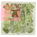 Foulard en soie HERMES Carre 90 ""VOYAGE EN ETOFFES"" Rose Auth 149767 - Hermès