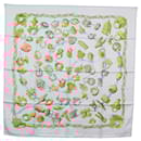 Foulard HERMES Carré 90 ""ALLIANCES DU MONDE"" Soie Bleu Clair Auth am9416 - Hermès