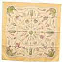 HERMES Carré 90 Écharpe "Qu importe le flacon" Soie Beige Auth am9538 - Hermès