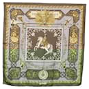 HERMES Carré 90 Écharpe Soie Grise Auth 121309 - Hermès