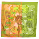 Foulard HERMES Carré 90 ""ART des STEPPES"" Soie Marron Auth am9303 - Hermès