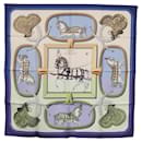 HERMES Carré 90 Écharpe "GRAND APPARAT" Soie Bleue Auth ki6201 - Hermès