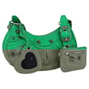 BALENCIAGA Luca Goal XS Shoulder Bag Leather Green Silver 671309 Auth 158884SAM - Balenciaga