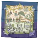 HERMES Carré 90 Écharpe "Au FIL de La SOIE" Soie Bleue Auth 147568 - Hermès