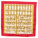 Écharpe HERMES Carré 90 ""MORS&FILETS"" Soie Rose Auth BA6853 - Hermès