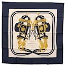 Écharpe HERMES Carré 90 ""BRIDES de GALA par"" Soie Blanc bleu Auth am9417 - Hermès