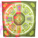 Écharpe HERMES Carre 90 Soie Rouge Auth ki6200 - Hermès