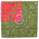 HERMES Carré 90 Écharpe "LES CLÉS" Soie Rouge Auth SW1829M - Hermès