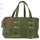 BALENCIAGA Hand Bag Leather Red Silver Auth bs31192 - Balenciaga