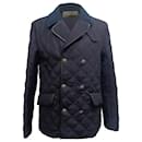Gucci Double-Breasted Quilted Blazer in Navy Blue Cotton