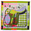 Écharpe en soie HERMES Carré 90 ""Tapis de Selle"" Orange Auth 159188 - Hermès