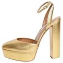 Gold metallic leather platform pumps - size EU 41 - Aquazzura