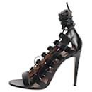 Aquazzura Black leather lace-up strappy sandals - size EU 40
