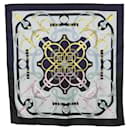 HERMES Carré 90 Écharpe "Eperon d'Or" Soie Marine Auth BA9450 - Hermès