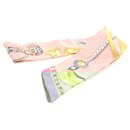 Hermès Pink Cavalcades Silk Twilly Scarf