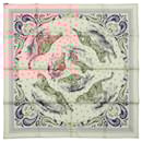 Hermès Double Face 90 "Cheetah Bandana" 100% Silk Scarf in Pink x Orange