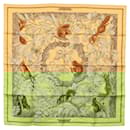 Écharpe HERMES Carré 90 ""Casse Noisette"" Soie Beige Auth BA9454 - Hermès