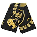Hermès Black Les Cavaliers d Or Silk Scarf 90