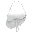 Dior White Oblique Embossed Calfskin Saddle Bag