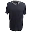  Saint Laurent Patterned-Knit Neckline T-Shirt in Black Cotton