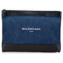 Balenciaga Denim Navy Clip M Clutch
