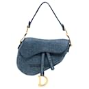 Dior Oblique Embroidered Denim Saddle Bag