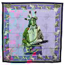 Foulard HERMES Carré 90 ""Pani La Shar Pawnee"" Soie Bleu Auth hk3252 - Hermès