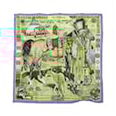 Hermès Carré 90 "Les Cheyennes" Silk handkerchief in Beige x Blue