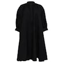  Alexander Mcqueen Elbow Puffed Sleeve Mini Trapeze Dress in Black Cotton