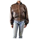 Brown leather bomber jacket - size XS - Autre Marque